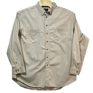 Roundtree & Yorke Mens 3XLT Tan Peached Twill Cotton Button Down Shirt Tall Man*
